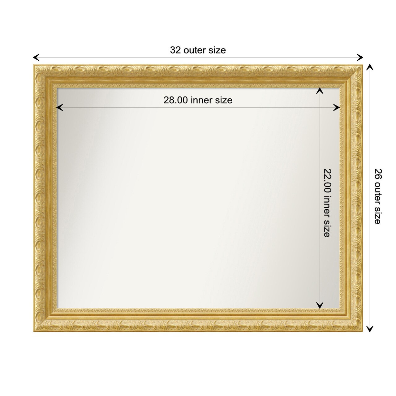 Amanti Art Non-Beveled Wood Wall Mirror, Versailles Gold Frame